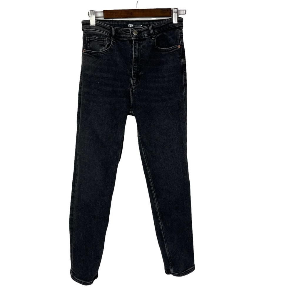 Zara‎ Faded Black High Rise Straight Leg Jeans 6